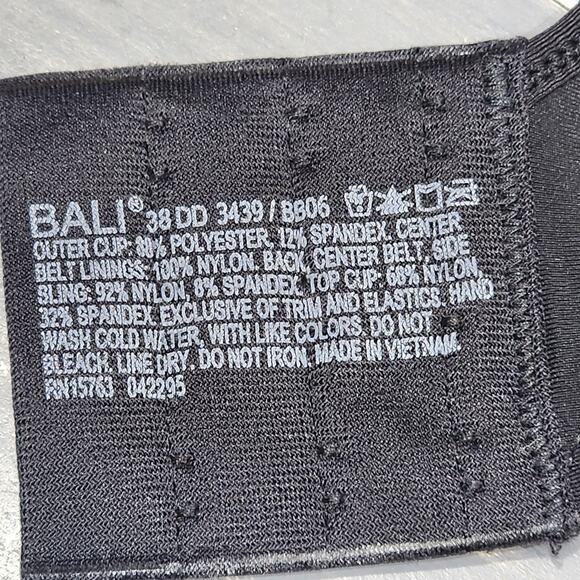 Bali Bra 38DD One Smooth U Ultra Light Shaping Underwire Bra 3439 Black - Picture 8 of 11